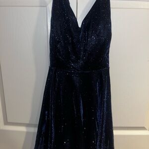Windsor Women’s Size XL Formal Woven Glitter and lace dress in Navy Blue
